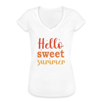 Hello sweet Summer - Frauen Vintage T-Shirt - Schwarz - Vorne - Danielle (179cm)