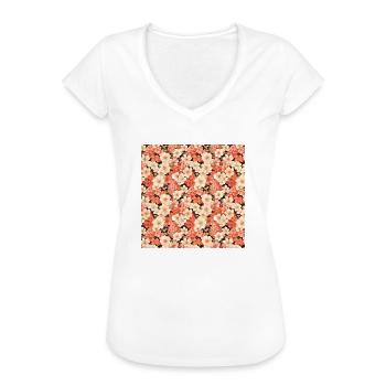Fleurs sans couture Motif Floral Happy Blossom Art - T-shirt vintage Femme - noir - Devant - Danielle (179cm)