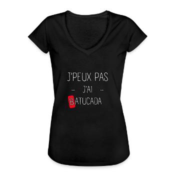 J'peux pas j'ai Batucada - T-shirt vintage Femme - noir - Devant - Danielle (179cm)