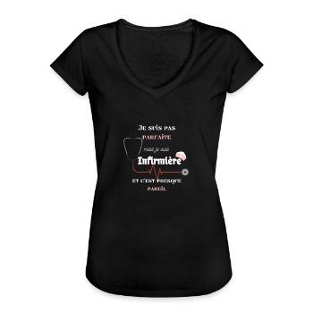 Je suis pas Parfaite mais je suis Infirmière - T-shirt vintage Femme - noir - Devant - Danielle (179cm)