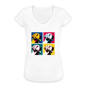 Pop Labrador Retriever Dog Portrait - Pet Portrait - Women's Vintage T-Shirt - black - Front - Danielle (179cm)