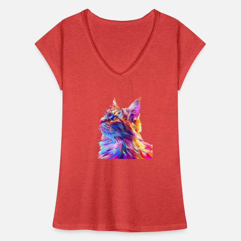 Polygon Cat Comic Style Women's Vintage T-Shirt