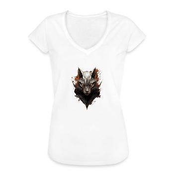 Schattenwolf Blick - Frauen Vintage T-Shirt - Schwarz - Vorne - Danielle (179cm)