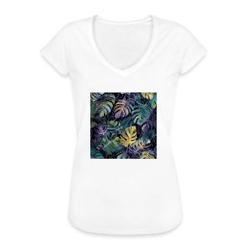 Plantes et musique - Impression de mode de haute qualité - T-shirt vintage Femme - noir - Devant - Danielle (179cm)