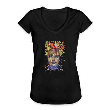 Illustration collage sketch portrait carographic - Women's Vintage T-Shirt - black - Front - Danielle (179cm)