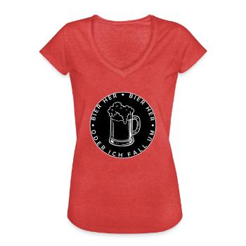Bienen hier - Oder ich fall um! - Frauen Vintage T-Shirt - Rot meliert - Vorne - Danielle (179cm)
