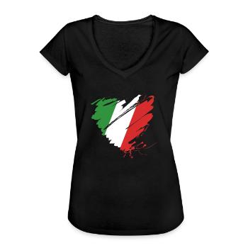 Italia Italy Football Champion Ball Europe Flag - Women's Vintage T-Shirt - black - Front - Danielle (179cm)