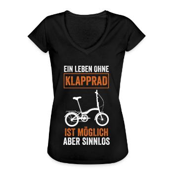 Fahrradfahrer Mädels Klapprad Radfahren Fahrrad - Frauen Vintage T-Shirt - Schwarz - Vorne