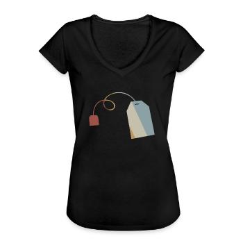 Sachets de thé Retro Style Vintage - T-shirt vintage Femme - noir - Devant - Danielle (179cm)
