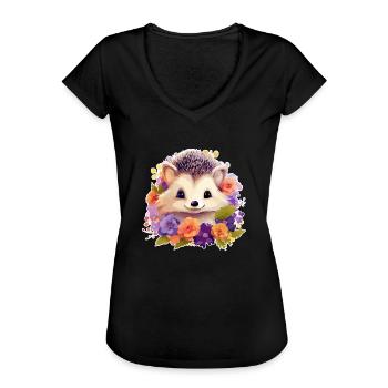 Süßer Igel - Frauen Vintage T-Shirt - Schwarz - Vorne