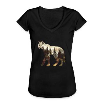 Luchs - Frauen Vintage T-Shirt - Schwarz - Vorne - Danielle (179cm)