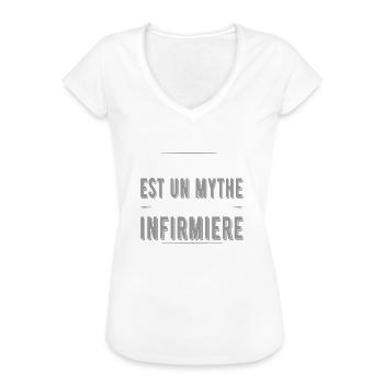 "Femme idéale infirmière" t-shirt humour - T-shirt vintage Femme - noir - Devant - Danielle (179cm)
