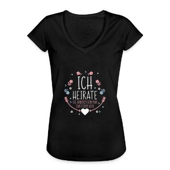 heiraten Hochzeit Ehe glücklich Braut - Frauen Vintage T-Shirt - Schwarz - Vorne