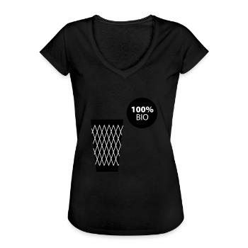 Geripptes 100% BIO #Bembelshop - Frauen Vintage T-Shirt - Schwarz - Vorne - Danielle (179cm)