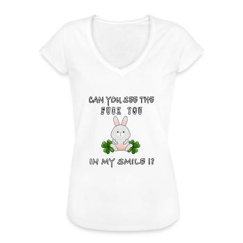 fuck you in my smile statement trend meme lustig - Frauen Vintage T-Shirt - Schwarz - Vorne - Danielle (179cm)