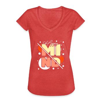 heureux, vie heureuse - T-shirt vintage Femme - rouge chiné - Devant - Danielle (179cm)