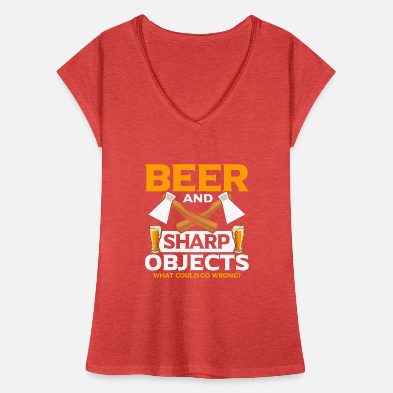 Beer And Sharp Objects Axe Throwing Hatchet Ax Frauen Vintage T-Shirt