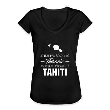 therapie tahiti - T-shirt vintage Femme - noir - Devant - Danielle (179cm)