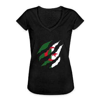 Drapeau Algérie -idée cadeau algérien - T-shirt vintage Femme - noir - Devant - Danielle (179cm)