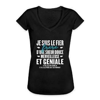Le Fier Frère D'une Sœur Idée Originale Humour - T-shirt vintage Femme - noir - Devant