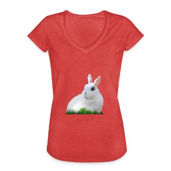 Kaninchen Hase Ostern Osterhase Tier Fauna - Frauen Vintage T-Shirt - Rot meliert - Vorne - Danielle (179cm)