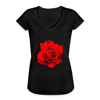 Rose rouge - T-shirt vintage Femme - noir - Devant - Danielle (179cm)