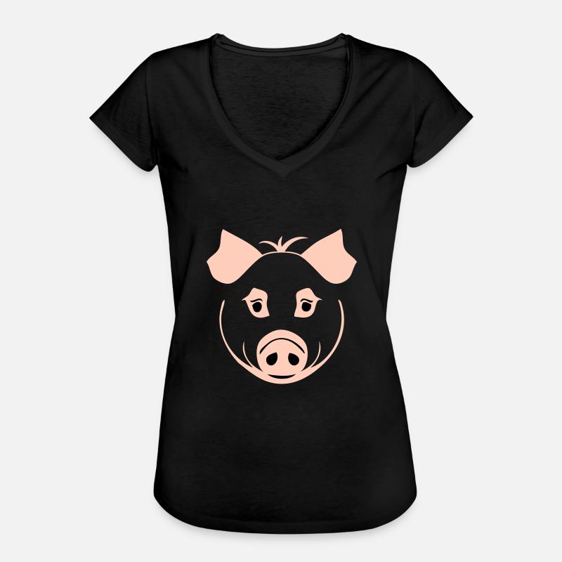 Pig in comic style - Women's Vintage T-Shirt - black