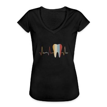 Herzschlag Zahn - Frauen Vintage T-Shirt - Schwarz - Vorne
