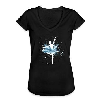 Ballerina mit Wasserrock - Frauen Vintage T-Shirt - Schwarz - Vorne - Danielle (179cm)