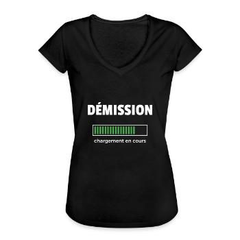 démission chargement en cours - T-shirt vintage Femme - noir - Devant - Danielle (179cm)