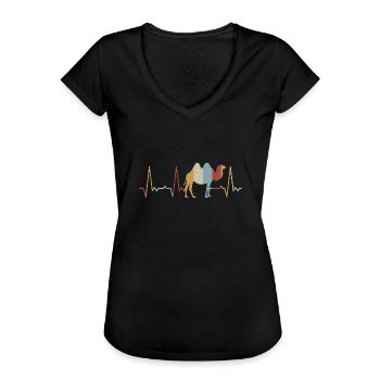 Heartbeat camel - Women's Vintage T-Shirt - black - Front - Danielle (179cm)