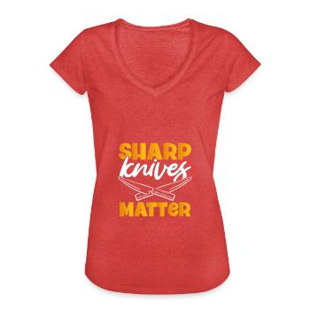 Sharp knives are important - Women's Vintage T-Shirt - heather red - Front - Danielle (179cm)