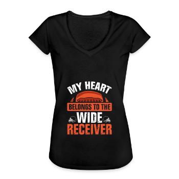 Mein Herz An Den Wide Receiver - Frauen Vintage T-Shirt - Schwarz - Vorne - Danielle (179cm)