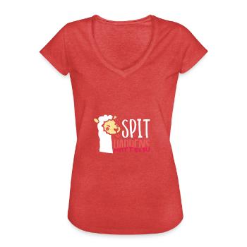Spit Passes Llama - Women's Vintage T-Shirt - heather red - Front - Danielle (179cm)