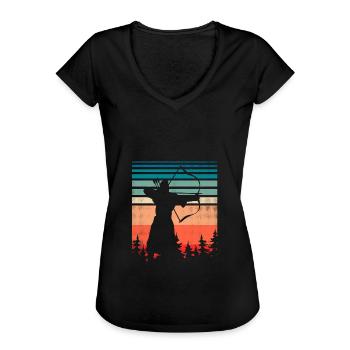 Archer avec arc et flèches - T-shirt vintage Femme - noir - Devant - Danielle (179cm)