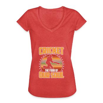 Le cricket, la nourriture de notre âme - T-shirt vintage Femme - rouge chiné - Devant - Danielle (179cm)