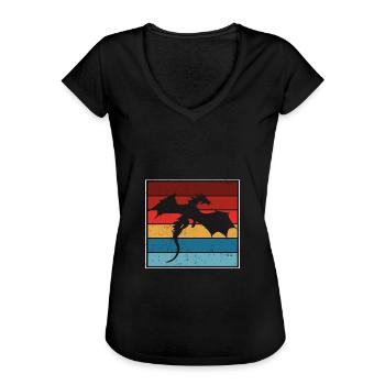 Dragon silhouette - Women's Vintage T-Shirt - black - Front - Danielle (179cm)