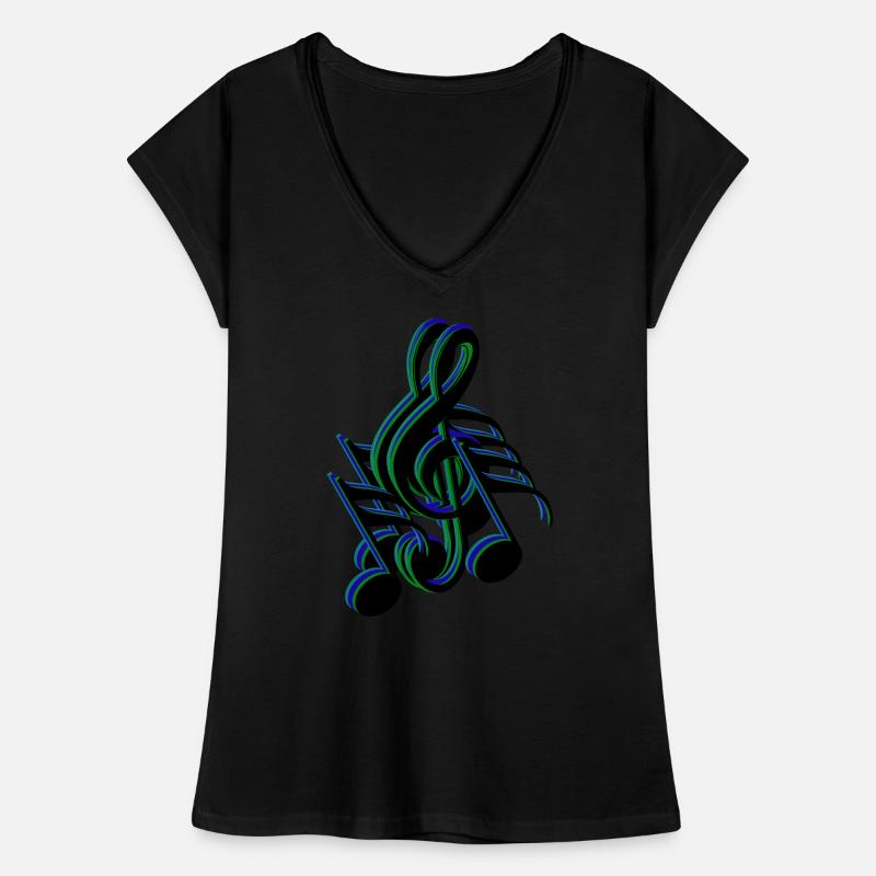 notes de clef bleu vert T-shirt vintage Femme