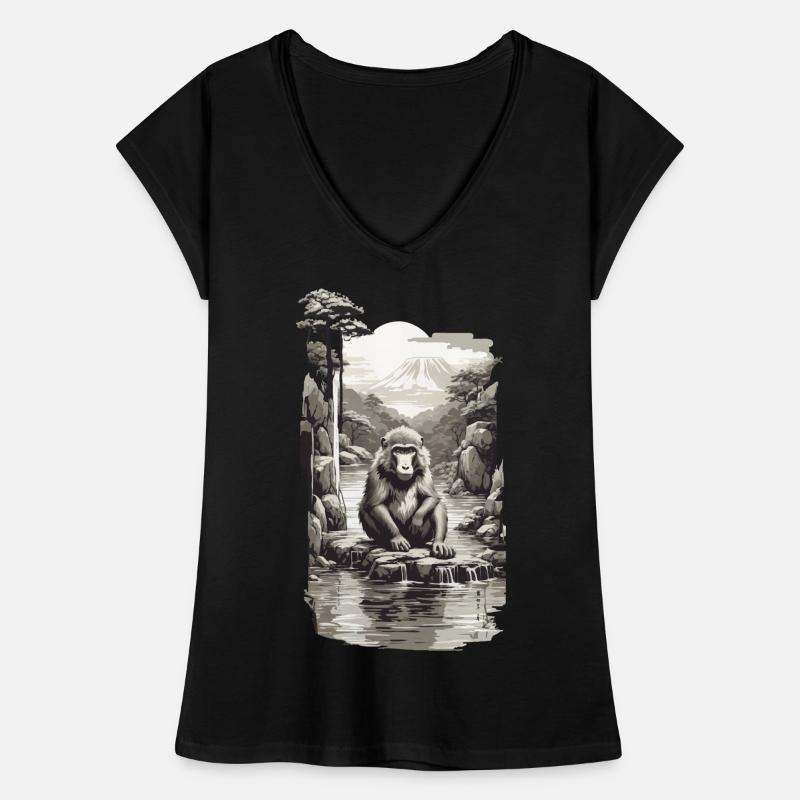 Singe japonais dans l’Art Vintage de source chaude T-shirt vintage Femme