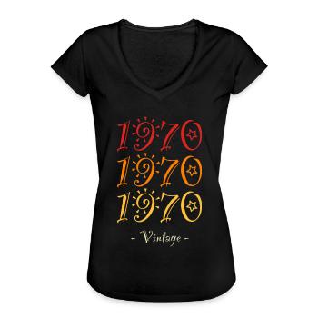 Jahrgang 1970 - Frauen Vintage T-Shirt - Schwarz - Vorne - Danielle (179cm)