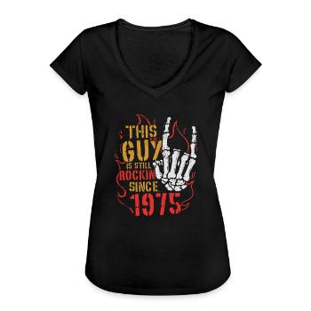 Dieser Kerl rockt seit 1975 Geburtstag Geschenk - Frauen Vintage T-Shirt - Schwarz - Vorne - Danielle (179cm)