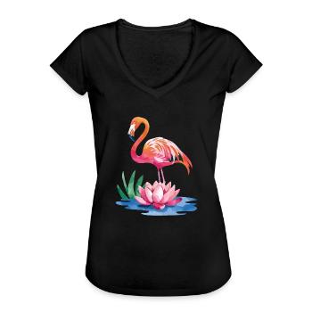 Flamant - T-shirt vintage Femme - noir - Devant - Danielle (179cm)
