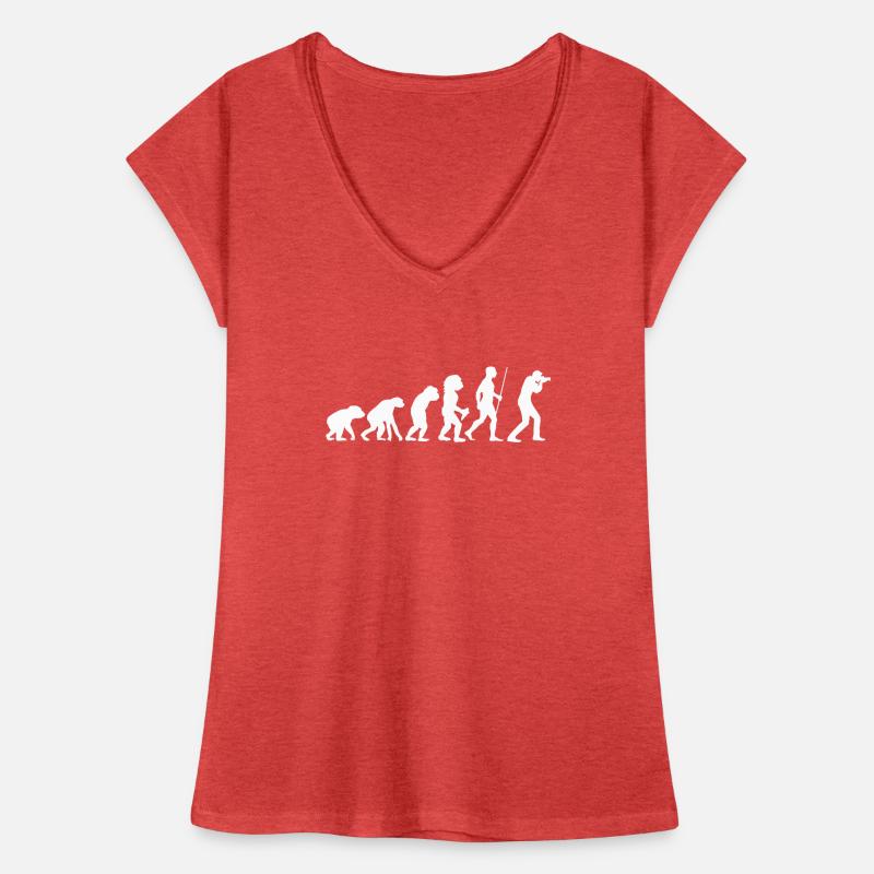 Caméra photographe évolution évolution de l’âge de pierre T-shirt vintage Femme