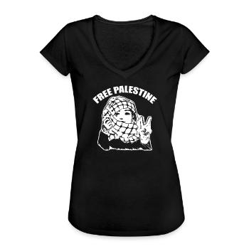 Palestine Peace - T-shirt vintage Femme - noir - Devant - Danielle (179cm)