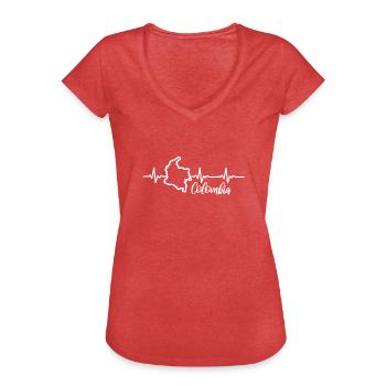 Colombia Heartbeat Amérique centrale Amérique latine - T-shirt vintage Femme - rouge chiné - Devant - Danielle (179cm)