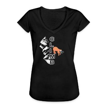 Climb Faultier - Klettern, Bouldern, Berg - Frauen Vintage T-Shirt - Schwarz - Vorne