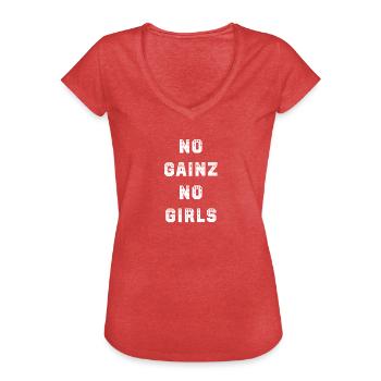 No gainz no girls Fitness Shirt - Frauen Vintage T-Shirt - Rot meliert - Vorne - Danielle (179cm)