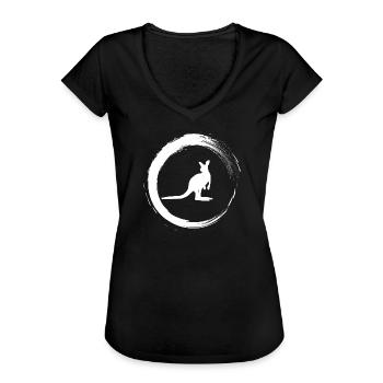 Känguru - Frauen Vintage T-Shirt - Schwarz - Vorne - Danielle (179cm)