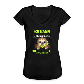 lustiges Faultier mit coolem Spruch, Kinder - Frauen Vintage T-Shirt - Schwarz - Vorne - Danielle (179cm)