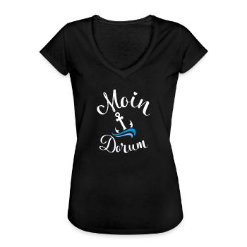 Moin Dorum Anker Strandurlaub Wurster Nordseeküste - Frauen Vintage T-Shirt - Schwarz - Vorne - Danielle (179cm)